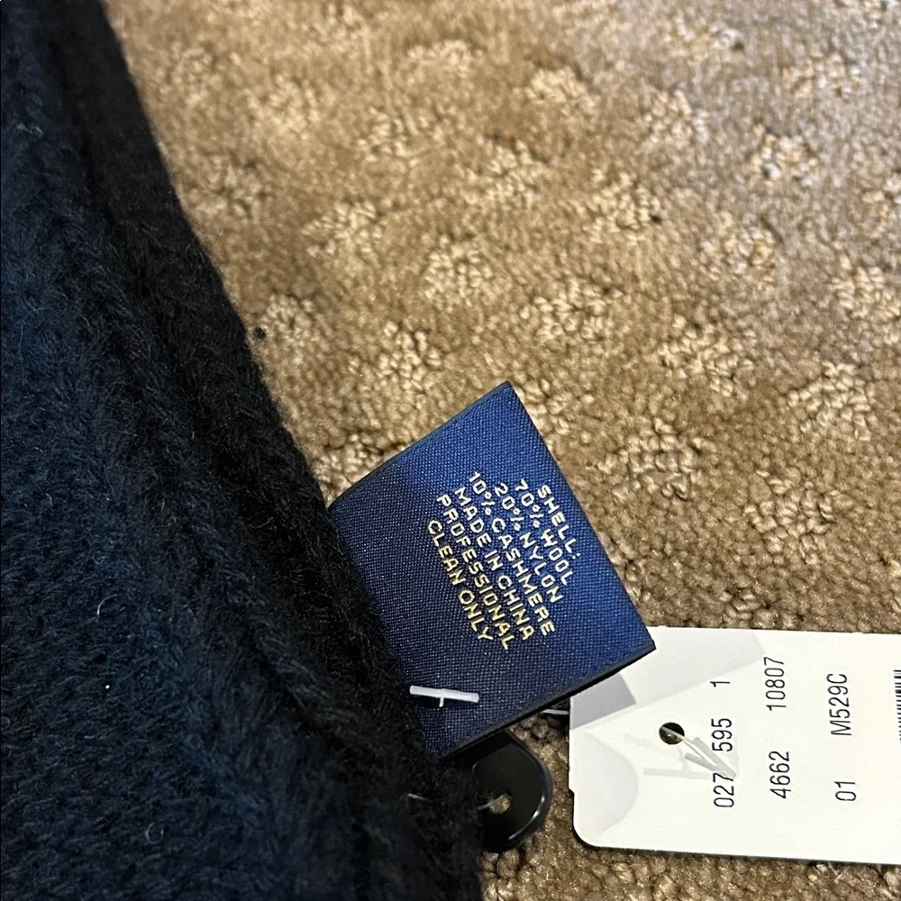 NWT Brooks Brothers “346” Black Cable Knit Wool Scarf 64X8.5 Without Box & Bag
